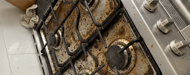 Gas hob before cleaning