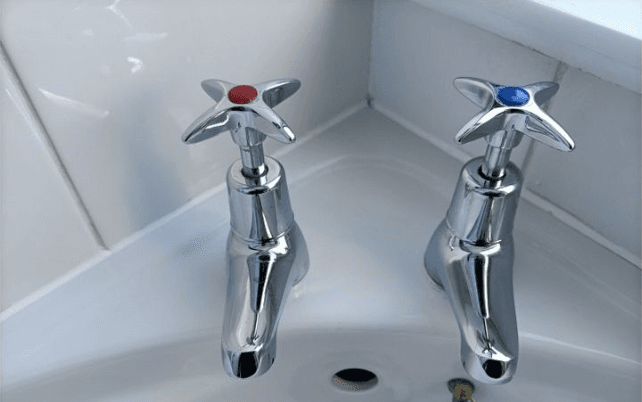 Bathroom taps after cleaning