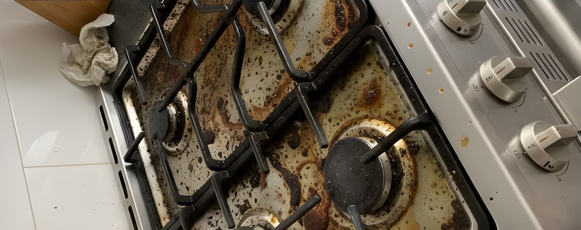 Gas hob before cleaning