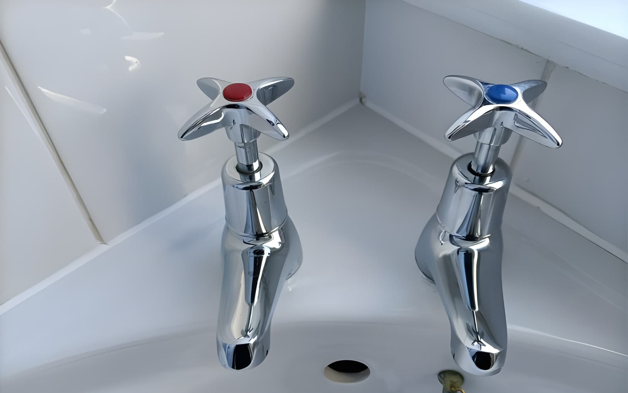 Bathroom taps after cleaning